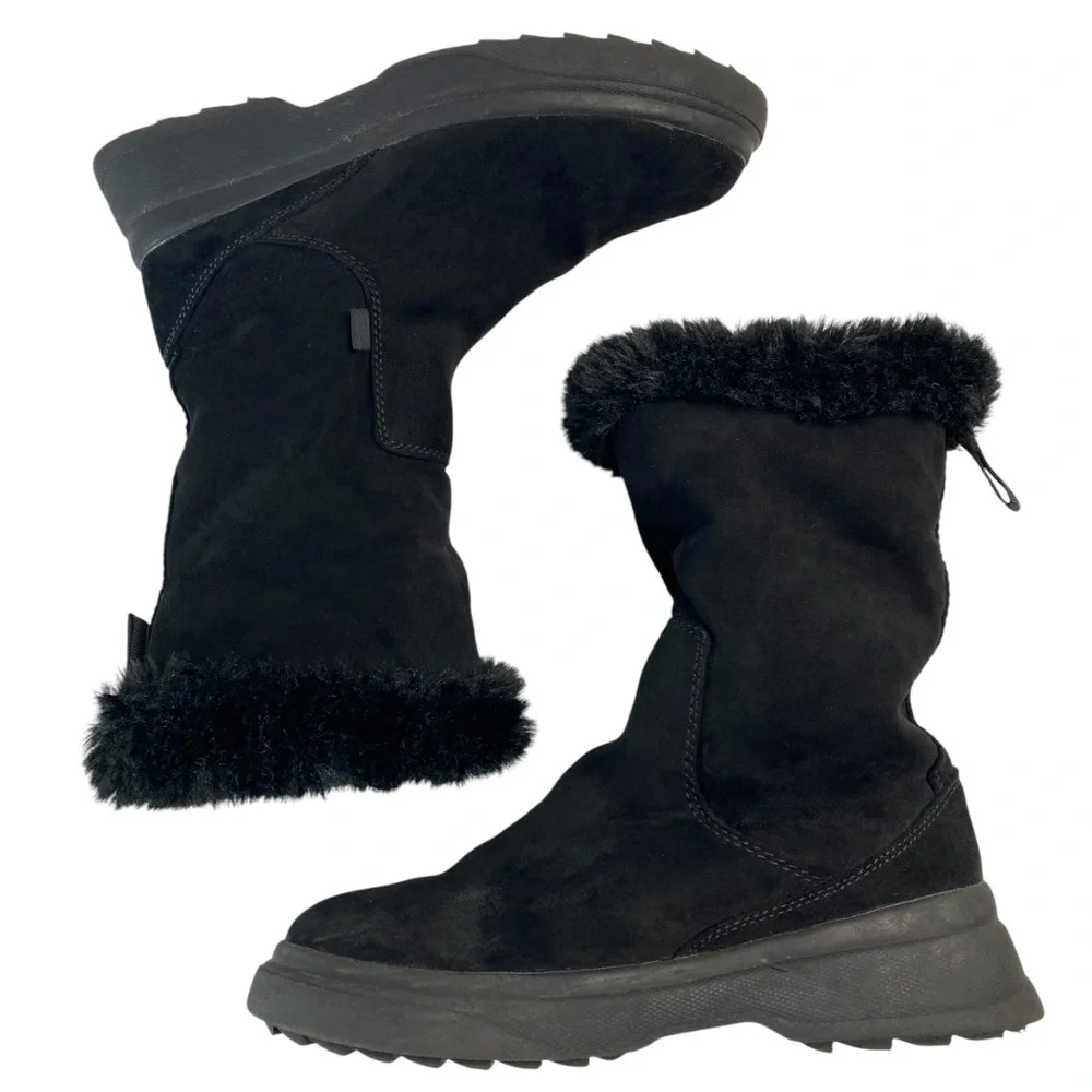 Zara Kids - Girls Faux Suede Boot Faux Fur Lining Ankle Roll Up or Mid-calf 36